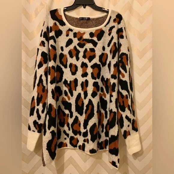 Plus Size Leopard Print Sweater - Picture 1 of 4